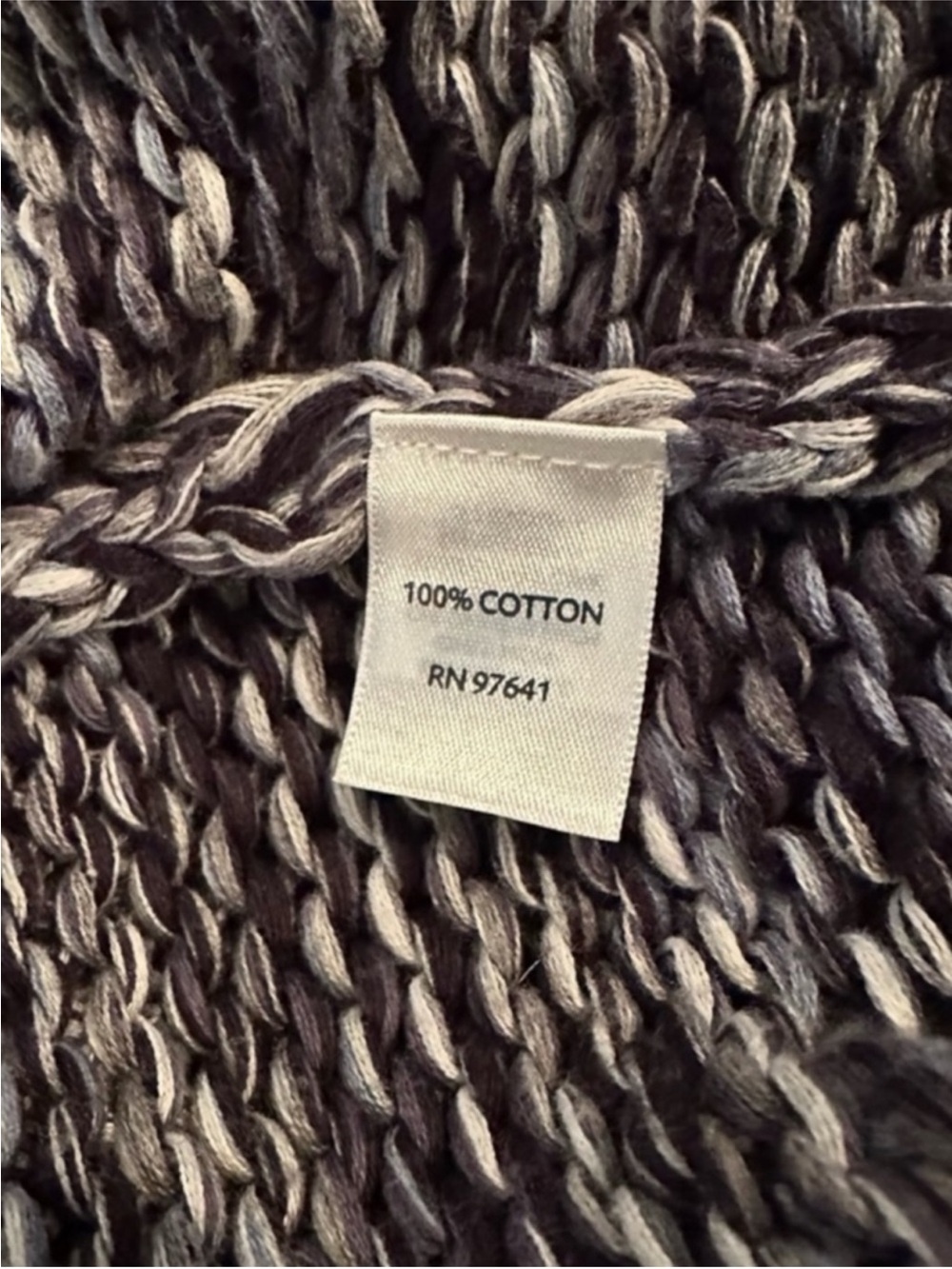 J. Jill Marled Blue Charcoal Cotton Cardigan Large Open Front Chunky Knit Cozy - Picture 9 of 15